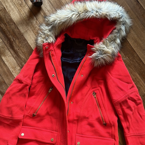 JCrew pea coat with fur hood. Size 6 - Picture 3 of 5